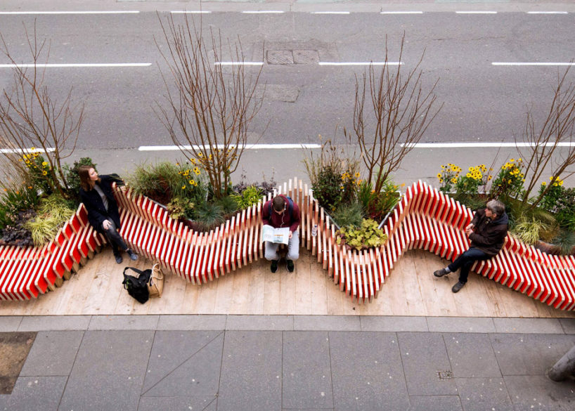 The Parklet Bench by WMB Studio, installed on Tooley Street by London Bridge.