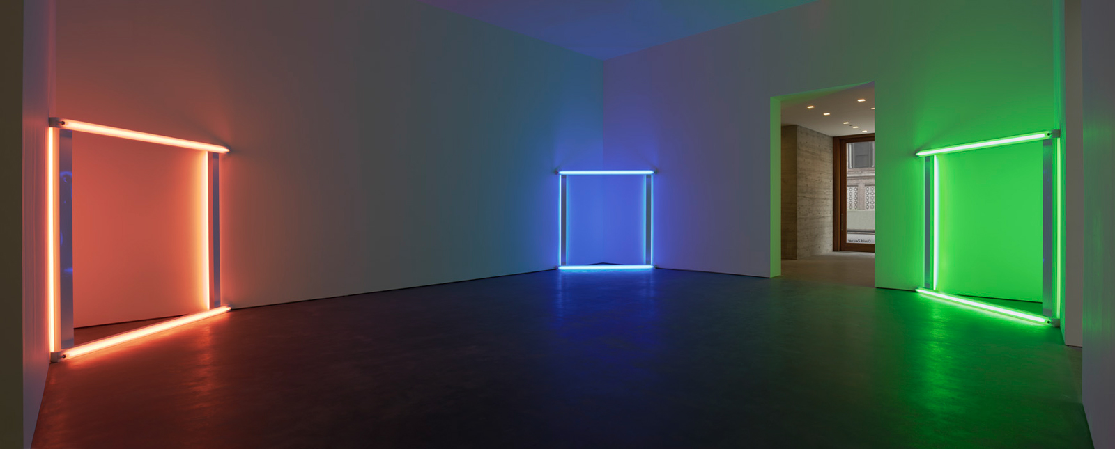 Dan Flavin installation at David Zwirner Chelsea. Flavin is one of Zwirner's iconic representations. Image via David Zwirner. 