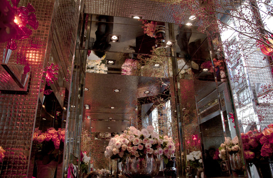 Inside the rose-only flower shop at Hotel Costes Paris.