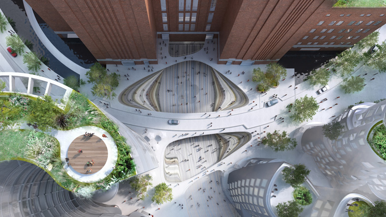 Plan for public square at London's Battersea Power Station (via Bjarke Ingels Group)