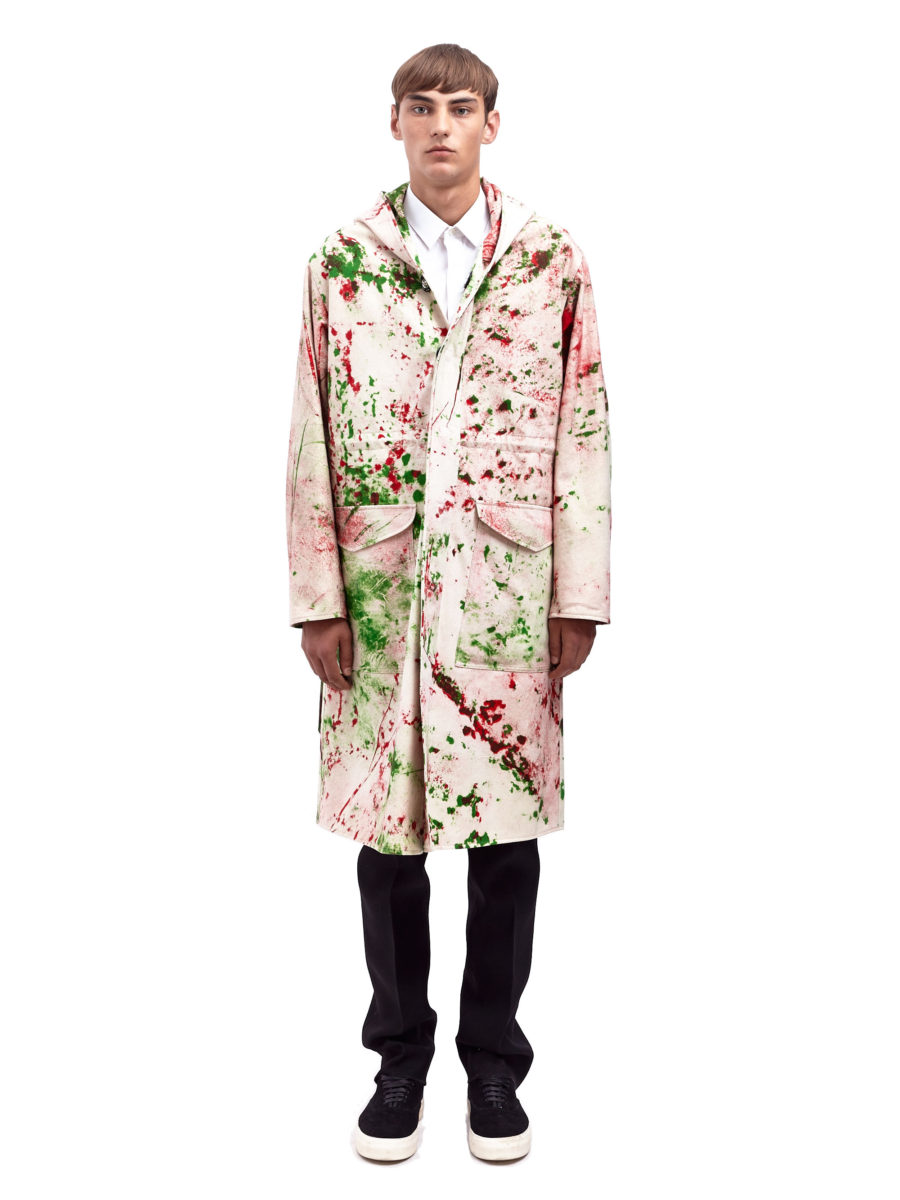 Hand painted canvas parka by Raf Simons and Sterling Ruby (via Lyst)