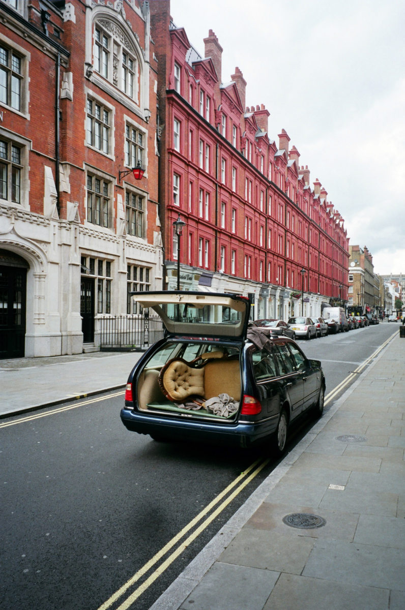 Moving houses outside Monocle Cafe in Marylebone.