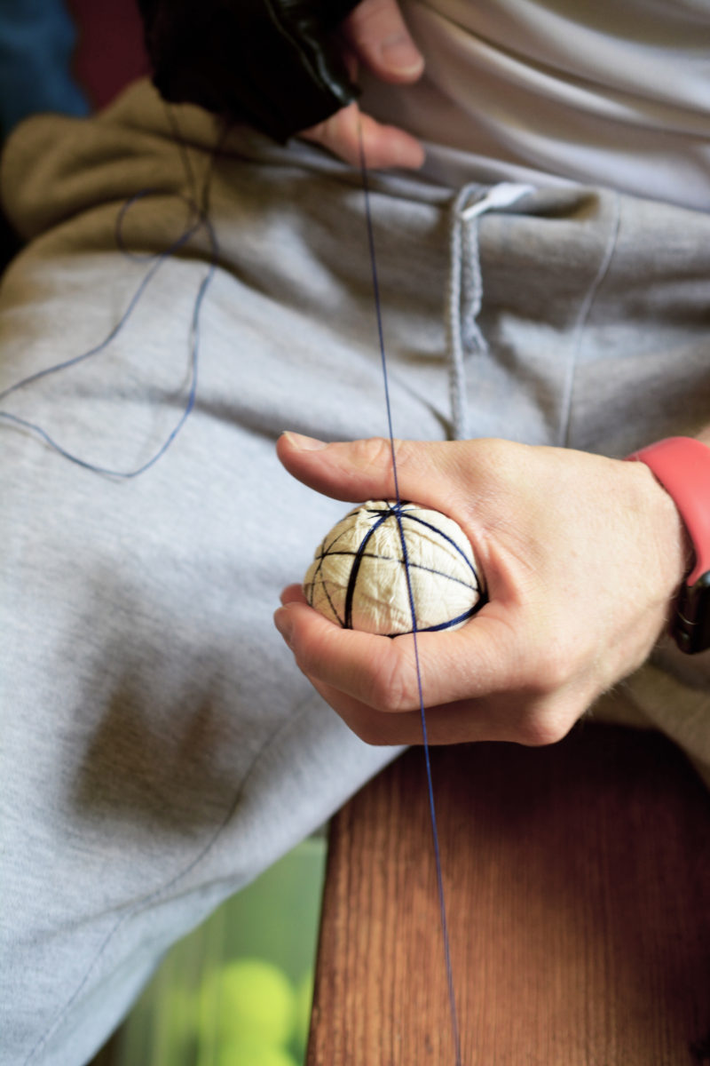 The making of the tennis balls for the "real" tennis 