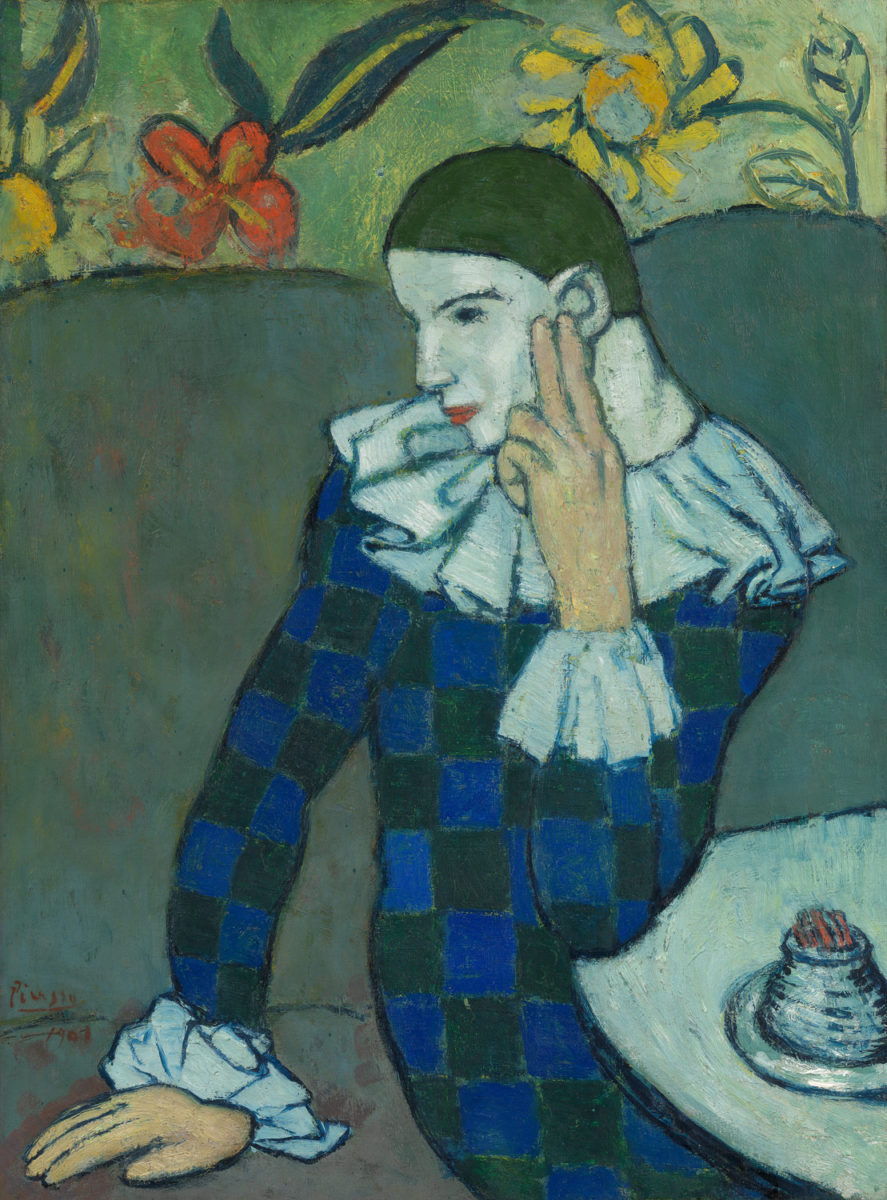 Seated Harlequin, Pablo Picasso, 1901 (via Estate of Pablo Picasso)